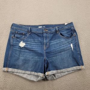 Old Navy Shorts Womens 18 Blue Denim Distressed Boyfriend Rolled‎ Casual
